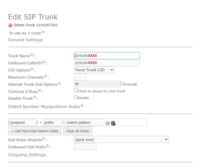 shatel sip trunk on issabel
